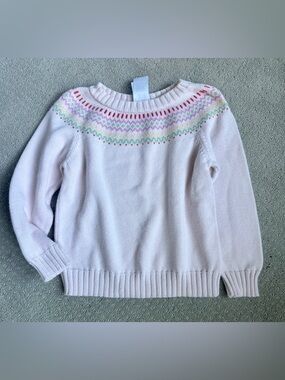 bella bliss Pale Pink Fair Isle Yoke Crew Sweater